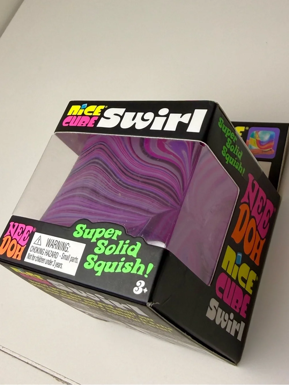 NWT NeeDoh Nice Cube Swirl Pink Purple Sensory Fidget Toy Super Solid Squish